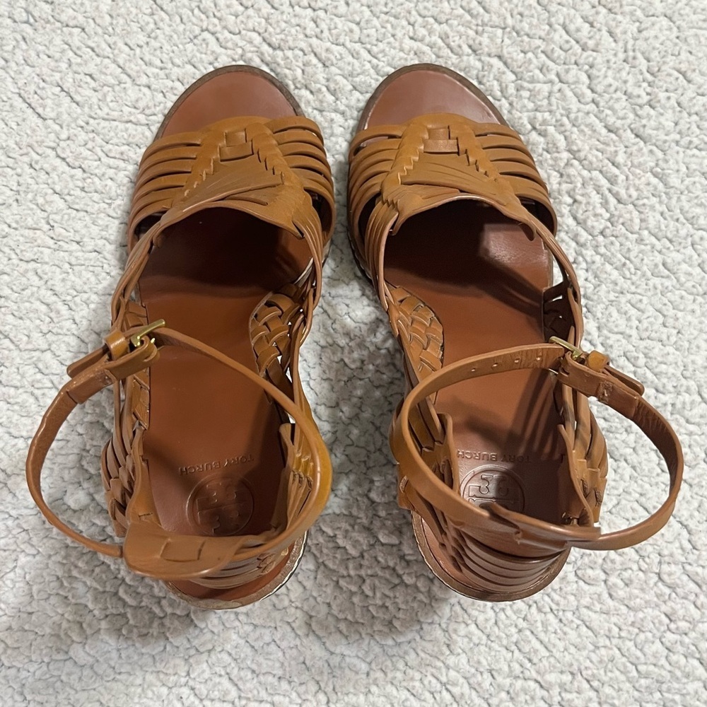 Tory Burch Pecha Woven Block Heel Sandals - Picture 4 of 13